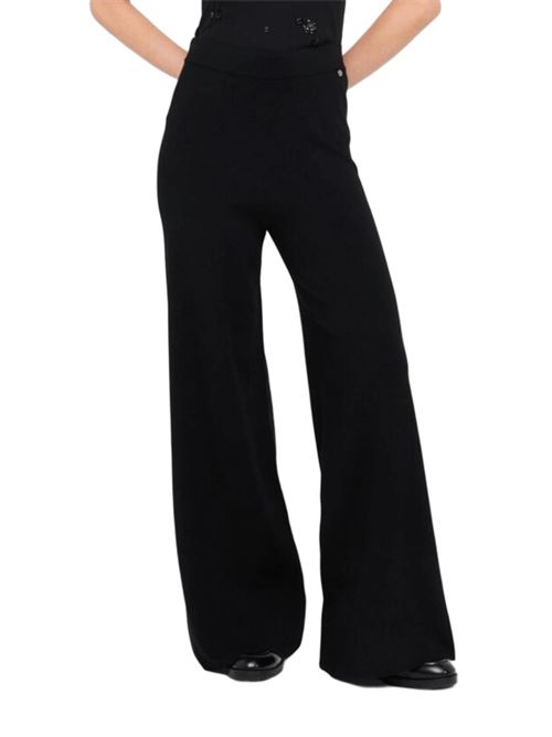 Pantaloni da donna in maglia, gamba ampia, colore nero. LIU JO | MF5461-MS99E22222